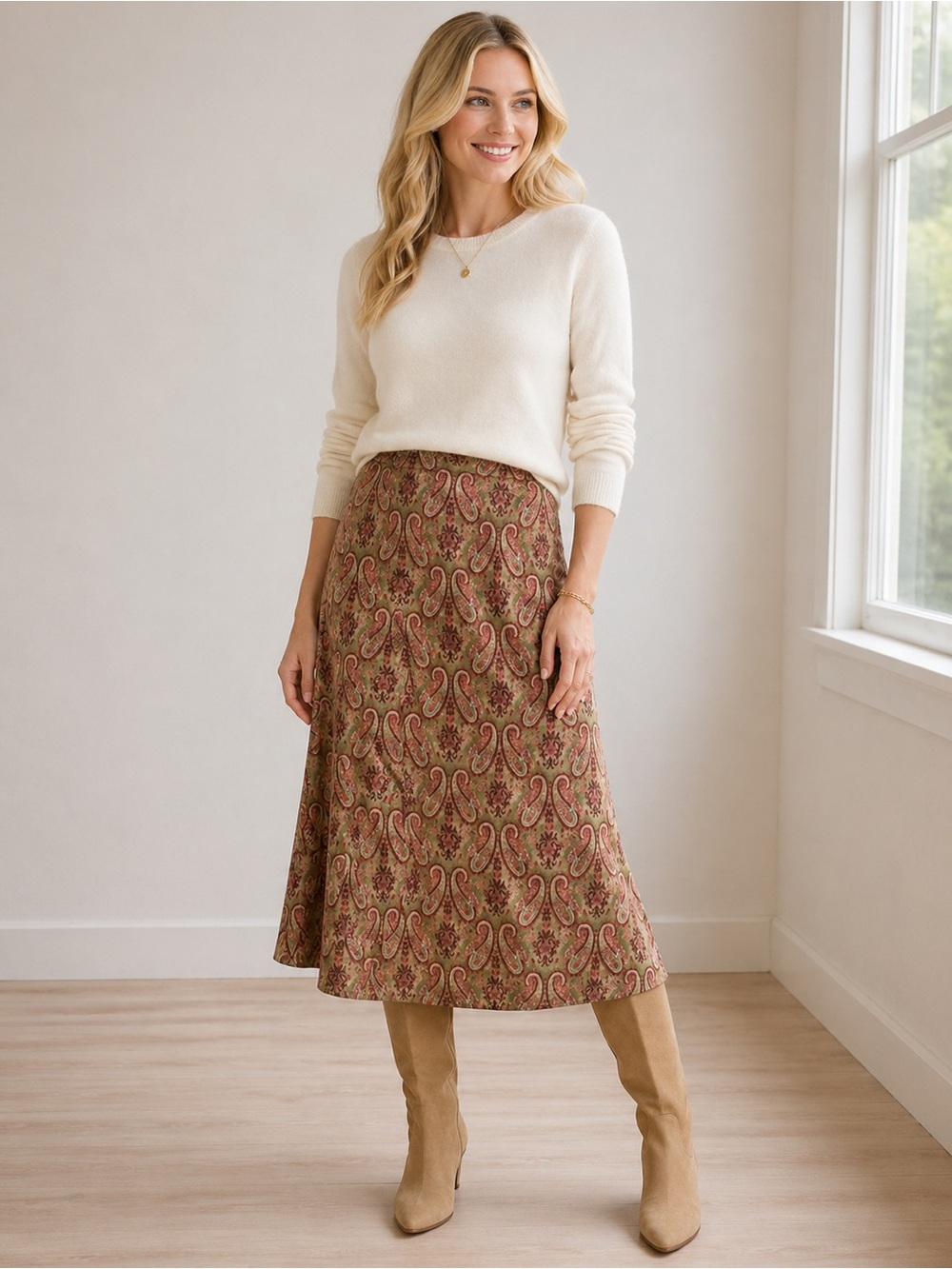 Vintage Harve Benard A-Line Skirt with Paisley Design